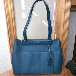 Michael Kors Meredith teal leather tote